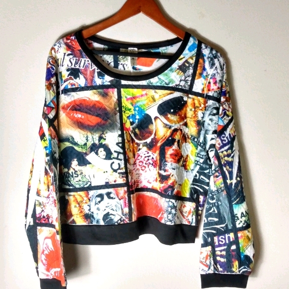 Topia Tops - Topia L Long Sleeved High Fashion Vogue Clips Quilted Top Y2K